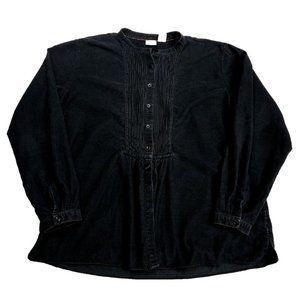 L.L. Bean Corduroy Button Shirt Women's Navy Blue Size XL 0JTH2 Collared